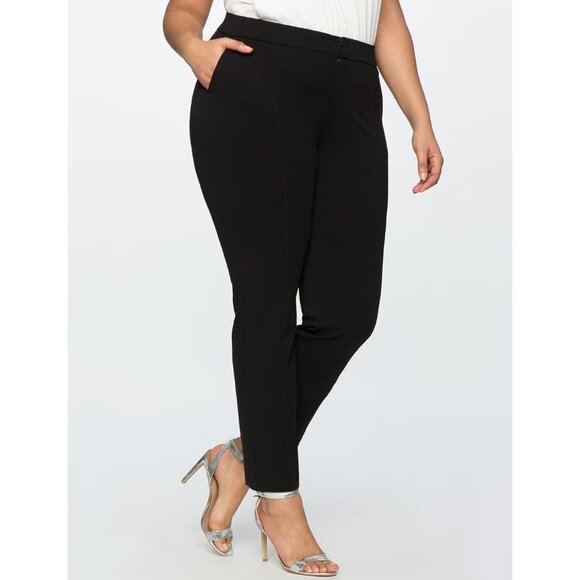 Eloquii Pants Plus 26 SHORT Black Ultimate Stretch Slim Leg Seamed - Picture 1 of 11
